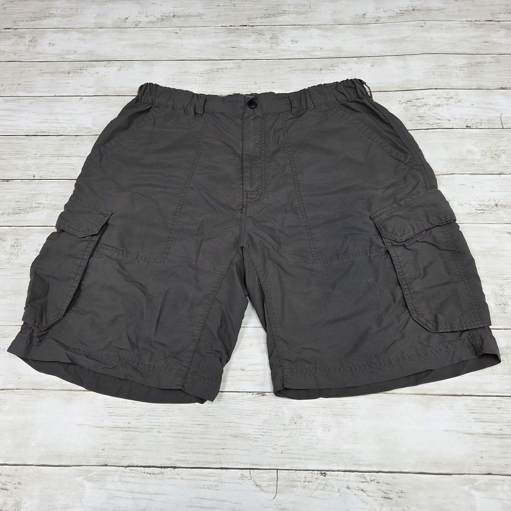 REI Sahara Cargo Shorts Hiking Outdoor Men Large Gray Nylon Lightweight Damaged